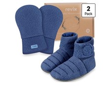 REVIX Microwavable Heating Mittens & Booties, Foot Warmers 2 Pack, Large Navy picture