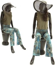Spray painted sitting black female fullbody mannequin manikin with pedestal-Y8 picture