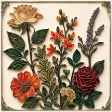 8 X 8 Black Framed Quilled Wildflower B 507 picture