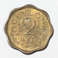 1955 Ceylon British 2 Cents Coin picture