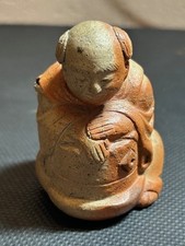 Japanese Bizen Ware Hotei Ceramic Figurine Insence Burner picture