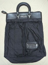DIESEL Helmet Bag Black Monotone Vintage Leather & Fabric Pre-owned picture
