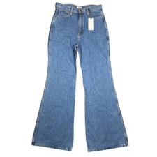 Wrangler Wanderer 622 High Rise Flare Jeans Blue 100% Cotton 31x34 WHHRFRT picture