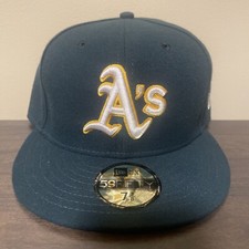 MLB Oakland Athletics A's 59FIFTY 5950 Men's New Era Fitted Hat Cap Green White picture