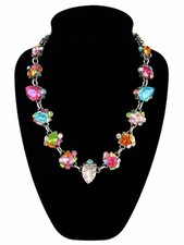 Rodrigo Otazu Multicolor Swarovski crystal Statement necklace choker 17” picture