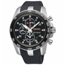 SEIKO SPORTURA SNAE87P1 Chronograph 7T62 Quartz 100m Rubber Tachymeter Alarm NOS picture
