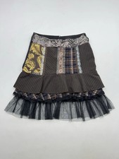 Patchwork Midi Skirt Lace Tulle Ruffle Gothic Boho Y2K Women's Size S picture