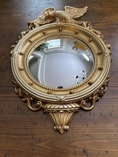 Vintage Syroco Gold Eagle Convex Wall Mirror Federal Regency Decor 4007 picture