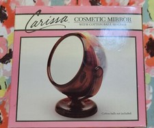 Vintage 1987 CARISSA Cosmetic Mirror W/cotton Ball Holder New Old Stock.  picture