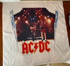 Vtg 1983 AC/DC Rock Music Concert Art Tapestry Flag Banner Wall Hanging 45” NOS picture