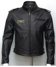 Biker Goldwing Black Genuine Cowhide Leather Bike Motorcycle Rider Men's Jacket picture