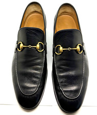 Gucci Jordaan 406994 Men's Black Leather Horsebit Loafers Slip-On Shoes US 9 picture