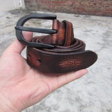 RRL Double RL Vintage Style Dark Brown Distressed Leather Belt Size 30-34 picture