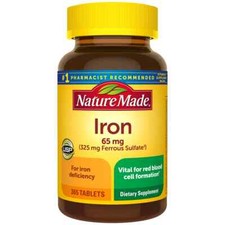 Nature Made Iron 65 mg - 365 Tablets Dietary Supplement 01/2028 or later picture