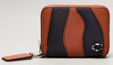 🧡Coach  Zip Around Wallet -CQ865 Black Saddle Wavy Stripe Upcrafted Leather-NWT picture