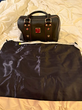 MCM Black Pebbled Top Handle Satchel Zip Inner Pockets Silver Hardware Dust Bag picture