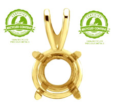 18K Yellow Gold Round Pendant Setting Pre-Notched Mount 2.5mm-10.5mm picture