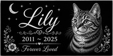 Personalized Cat Memorial Stone Granite Grave Marker Photo Engraved 6x12 picture