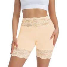 Hibluco Women's S Nude Slip Shorts For Under Dresses Lace Underwear Anti Chafin picture
