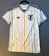 adidas Japan National Team Soccer Jersey White Multicolor Stripes M picture