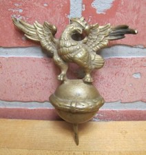 Eagle Antique Finial Topper Crowned Spread Winged Ball Sphere Brass Bronze Bird picture