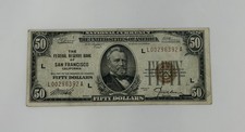 1929 $50 Federal Reserve Bank of San Francisco National Currency Note YOU GRADE picture