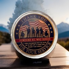 Military Veteran Thank You For Your Service Challenge Coin w/ Protective Capsule picture