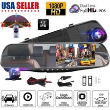 1080P HD Rearview Mirror Car DVR Dual Dash Cam Camera Front Rear Video Recorder picture