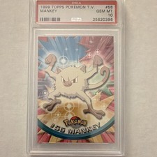 Topps 1999 Pokemon T.V. #56 Mankey Foil PSA 10 Gem Mint English picture