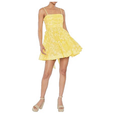LIKELY Womens Kia Embroidered Pattern Spaghetti Strap Mini Dress,Yellow Cream,10 picture