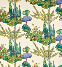 Thibaut Curtain Fabric 'ORLEANS' 6.2 METRES YELLOW AND RED Linen Blend picture