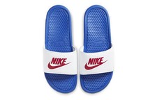 Nike Benassi JDI Slides Men Size 9-13 Game Royal Red White New 343880-410 picture