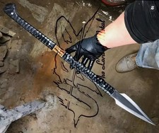 Custom Handmade Carbon Steel Full Tang Hunting Viking Spear For Outdoor Camping picture