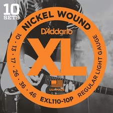 10 Sets D'AddarioEXL110 Electric Guitar Strings 10-46 Light  EXL110-10P Pack picture