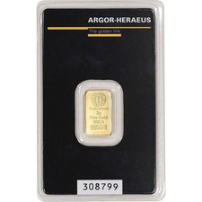 2 gram Gold Bar - Argor Heraeus - 999.9 Fine in Assay picture