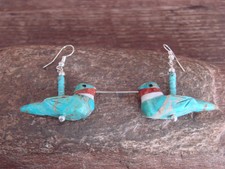 Hand Carved Turquoise Hummingbird Fetish Earrings by Matt Mitchell picture