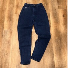 Vintage Lee High Waisted Mom Jeans Indigo Blue Tapered Leg Made in USA Size 6M picture