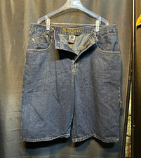 Makaveli Men's Dark Wash Blue Denim Cargo Shorts Zip Embroidered Logo Pockets picture