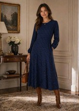 Boden Camille Jersey Midi Dress NWT US 16 Atlantic Primrose Swirl Blue Floral picture