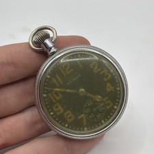 1944 WWII Waltham 16S Pocket Watch Tritium Patina Military Issued D^D 9 Jewels picture