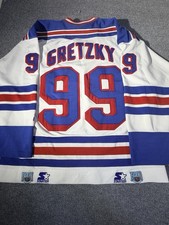 Vintage Starter NHL New York Rangers Wayne Gretzky Hockey Jersey XL White picture