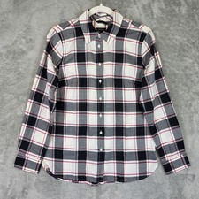 Talbots Shirt Womens S Gray Red Plaid Collared Long Sleeve Button Up Casual Top picture