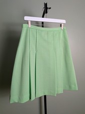 Vintage 1960s Pleated Bright Green Dot High Waisted Skirt picture