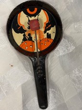 Vintage Halloween Tin  Witch  Noise Maker Clapper US Metal Toy MFG Co. - Black picture