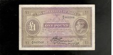 Malta, 1939, KGV1, £1 Pound, Hand-written Signature, P-14, CRISP VF picture