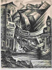 Beulah Stevenson - Brooklyn - NYC - 1938 WPA Urban Modernist Scene - Art Print picture