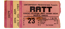 vtg Original Ratt July 23 1985 heavy metal ticket stub wichita ks picture