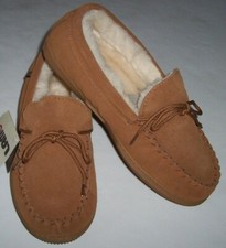 NWT Lamo COZY MOCCASIN Chestnut Brown Suede FURRY LINING Slippers Men's 8 NICE picture