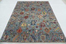 8x10 ft Blue Turkish Oushak Hand Knotted Wool Oriental Rug picture