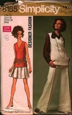 8185 Vintage Simplicity Sewing Pattern Misses Tunic Skirt Pants Blouse Designer picture